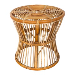 Wicker Round Stool or Side Drinks Table Franco Albini Style