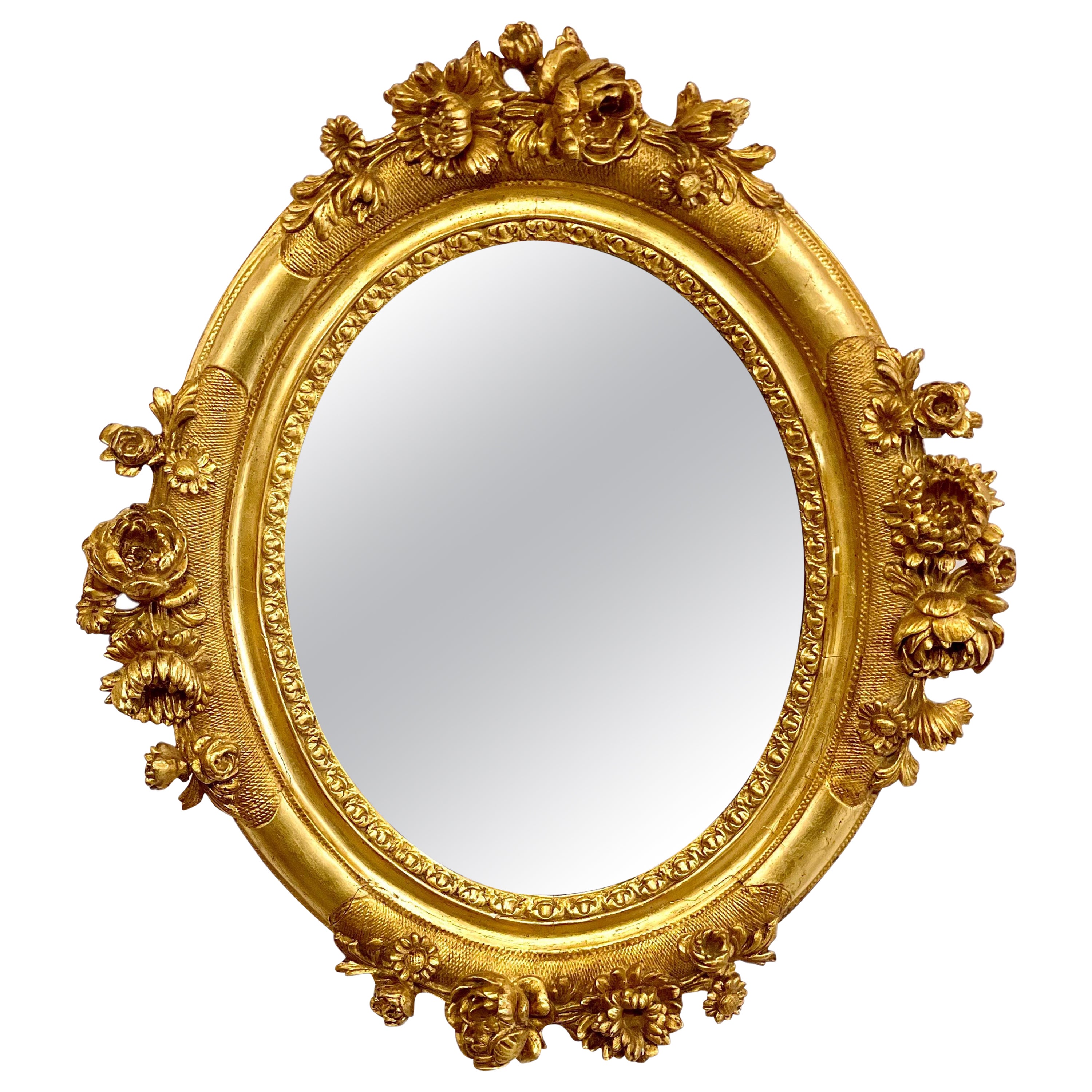 Miroir ovale Louis XVI du 19ème siècle en vente