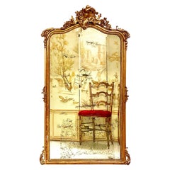 Antique 19th Century Louis XV Style Gilt Overmantel Mirror