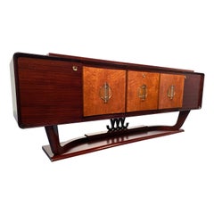 Antique Italian Art Deco Sideboard with Bar Cabinet Attributed to Osvaldo Borsani, 1940s