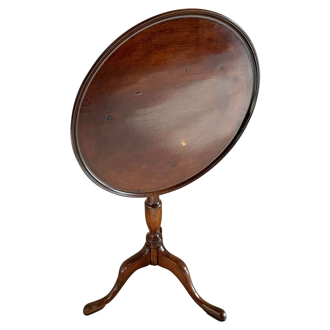 Ancienne table de lampe circulaire en acajou de qualité George III