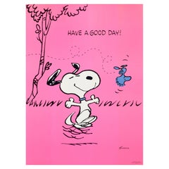Original Retro Snoopy Poster Have A Good Day Cartoon Art Dog Woodstock Bird