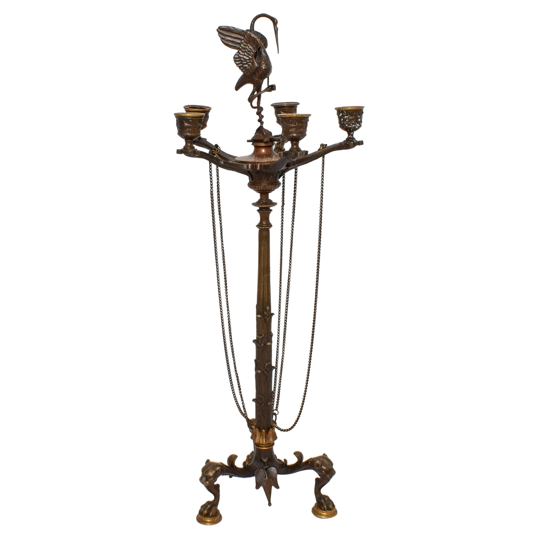 Paire de chandeliers Crane en bronze de style Régence, vers 1820 en vente
