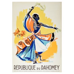 Original Vintage Travel Poster Republic Of Dahomey Benin West Africa Dancer Art