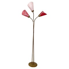 Vintage Mid-Century Floor Lamp in Brass with Three Movable Arms, 1952