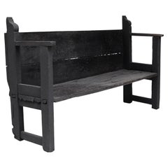 Primitive 17th C. Chestnut Monastery Bench from Galicia Wabi Sabi