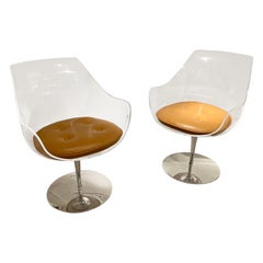Pair of Champagne Lucite Chairs