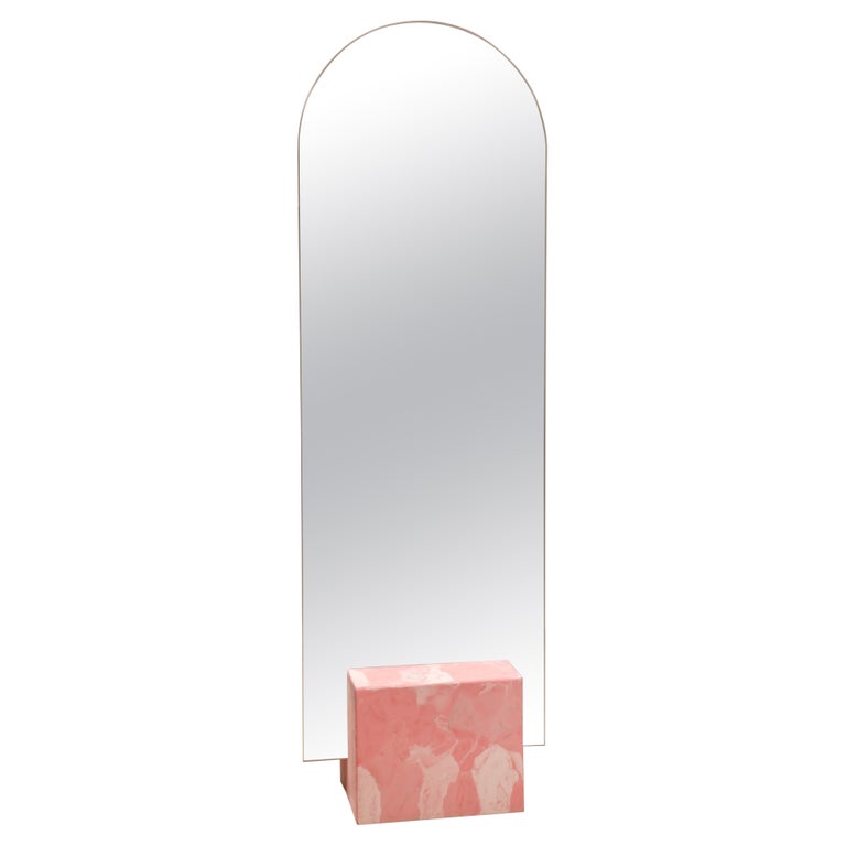 Pink Standing Mirror HandCrafted from 100 Recycled Plastic by Anqa