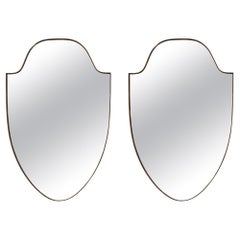 Pair of Brass Shield Mirrors