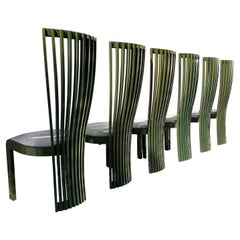 Chaises de salle à manger sculpturales vertes par Tonon, ensemble de 6, début des années 1970