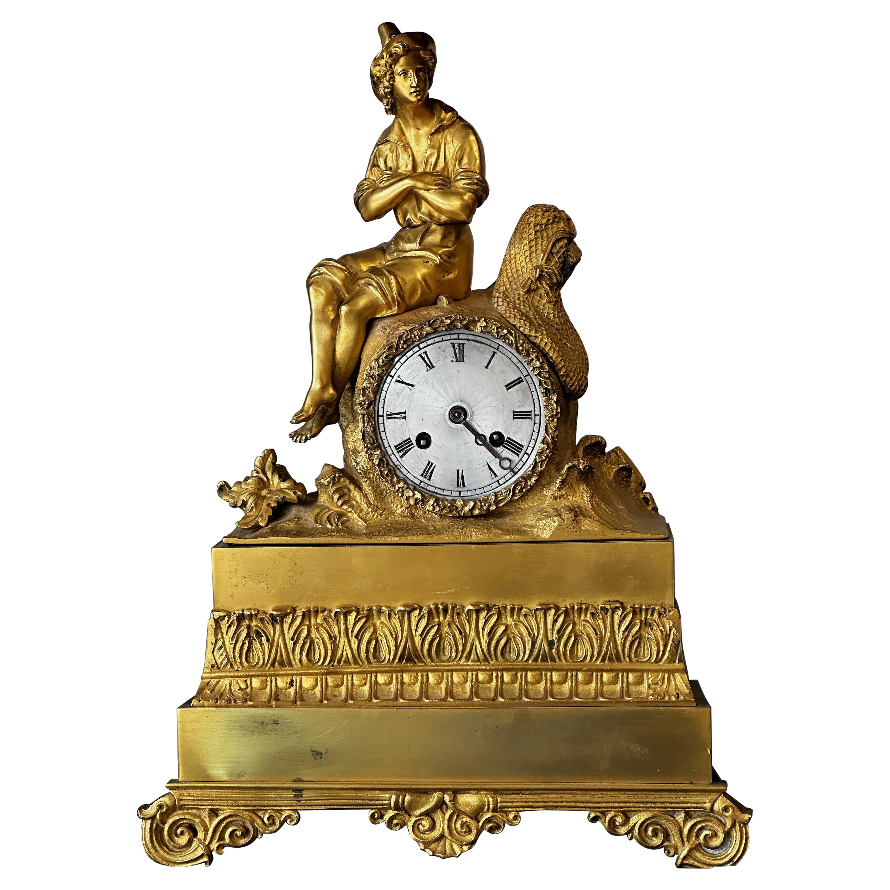 Early 19th Century French Gilt Bronze Figural Clock