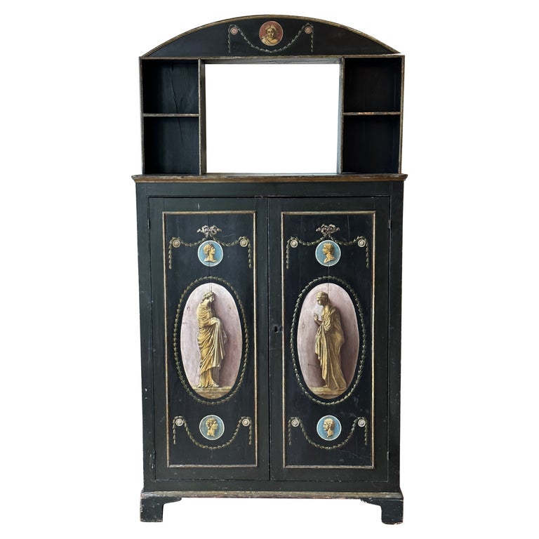 George III Painted Classical Motif Bookcase/Cabinet For Sale
