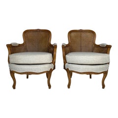 Vintage Louis XV Style Cane Back Chairs Set of 2