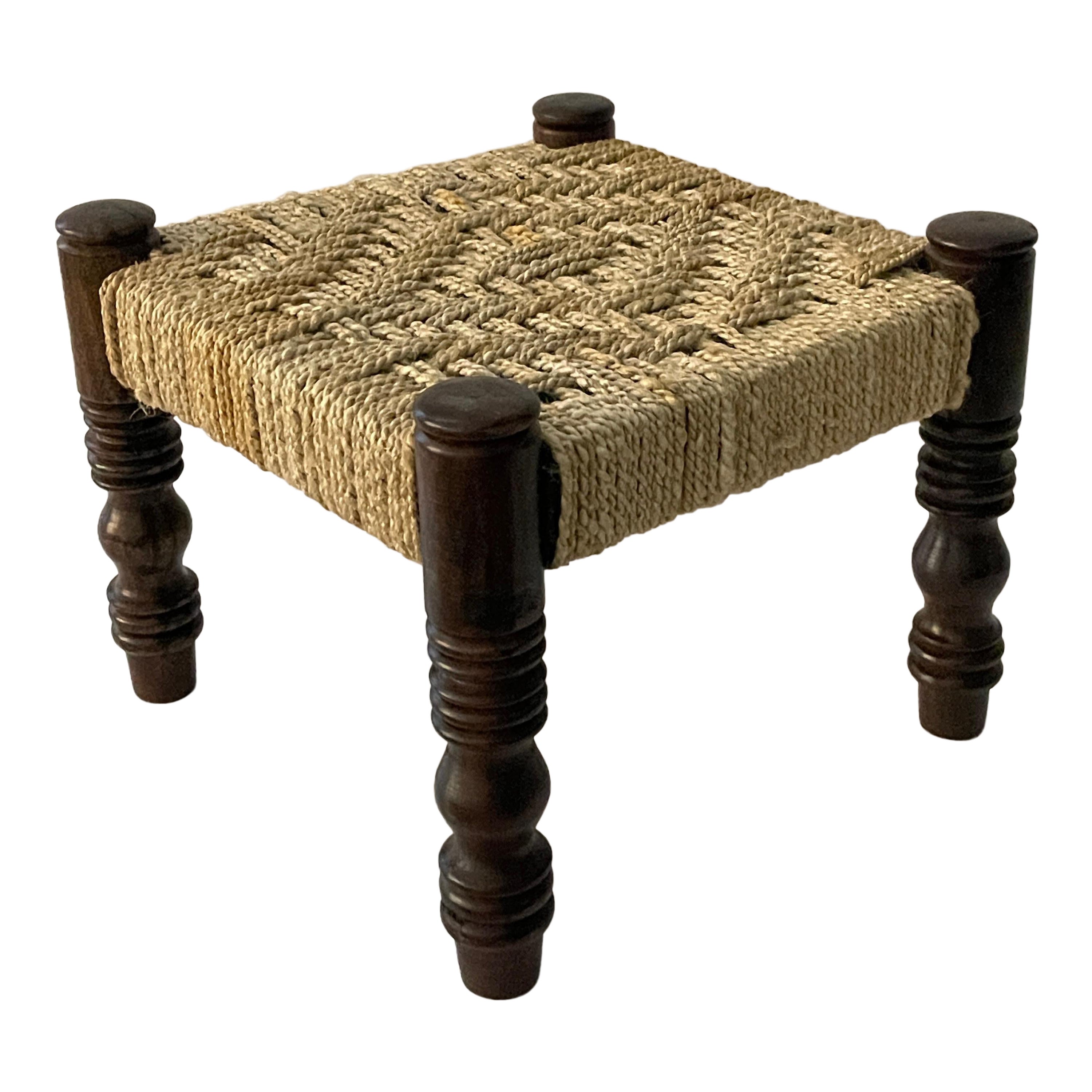 20th Century French Woven Mini Stool For Sale