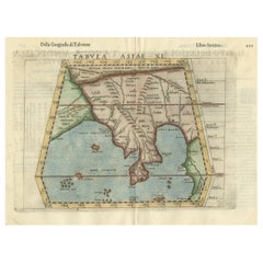 Original Antique Ptolemaic Map of the Region of Thailand and Malaysia