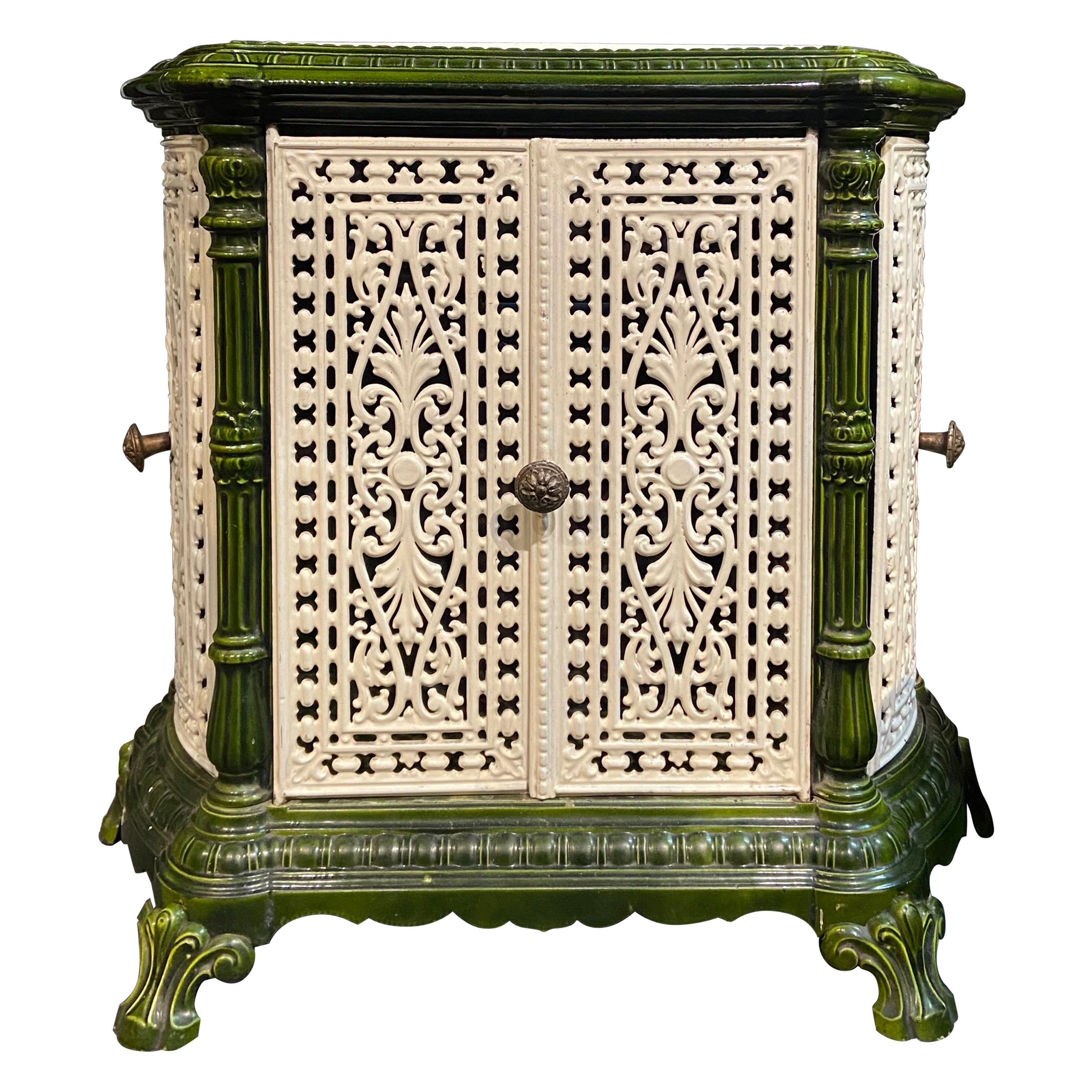 20th Century French Victorian Enameled Cast Iron Footed Radiator Cover For Sale
