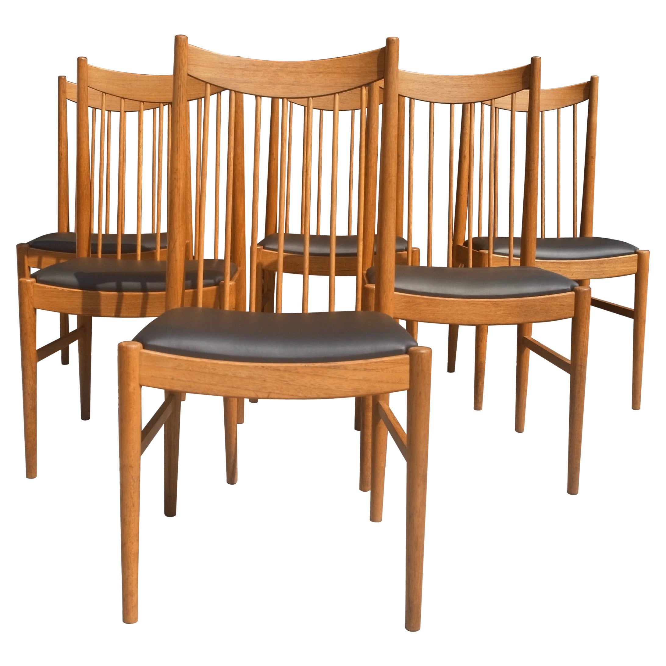 Ensemble de six chaises à manger danoises Sibast en teck