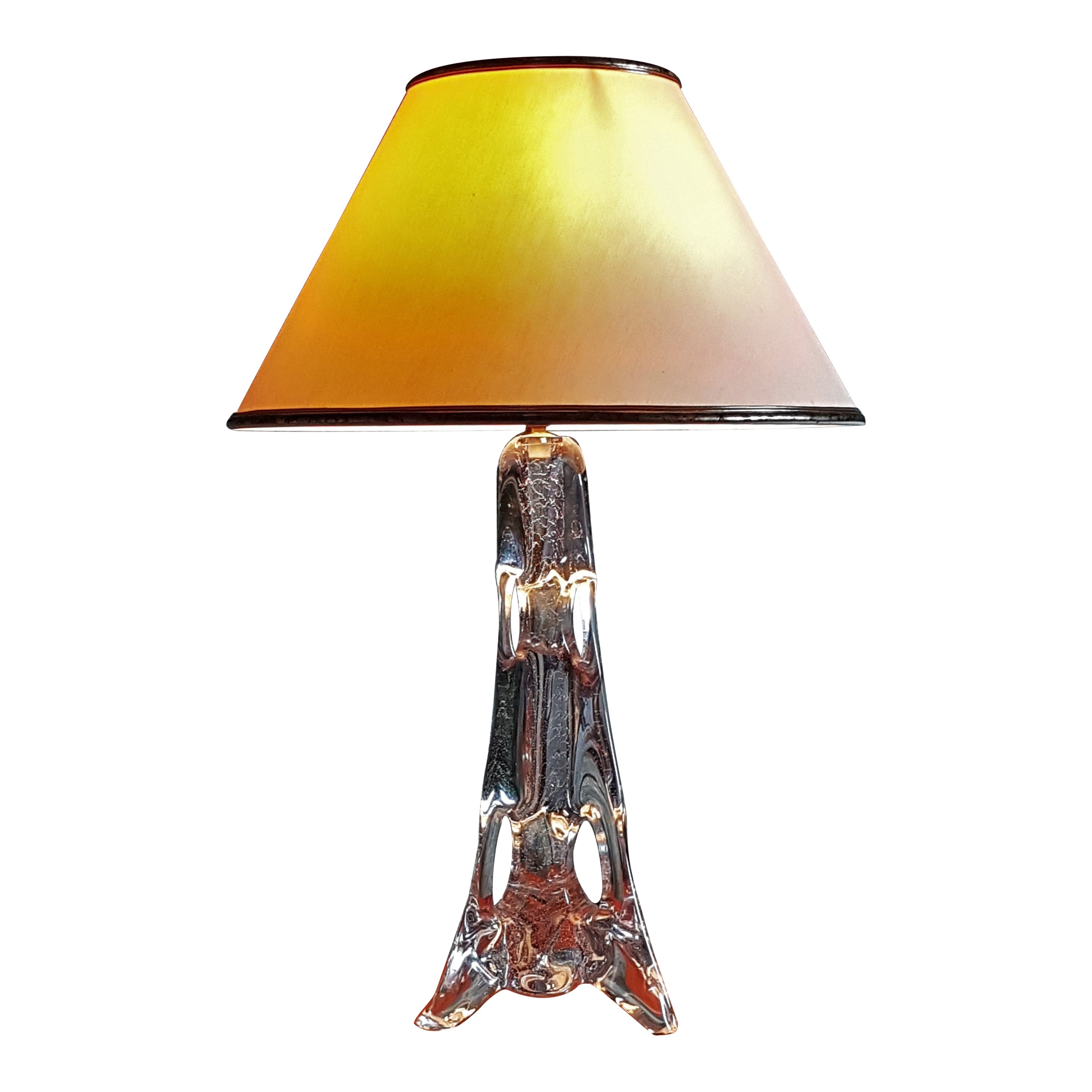 Mid-Century Table Desk Lamp, Chrystal Base with Bubbles, France 1960s For Sale