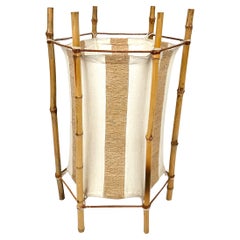 Bamboo, Rattan and Cotton Table or Floor Lamp Louis Sognot style, Italy 1960s