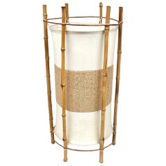 Bamboo, Rattan and Cotton Table or Floor Lamp Louis Sognot Style, Italy, 1960s