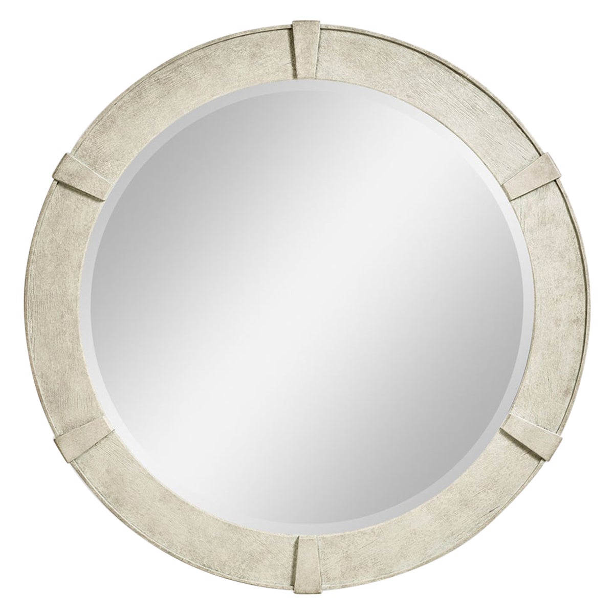 Modern Whitewash Round Mirror For Sale