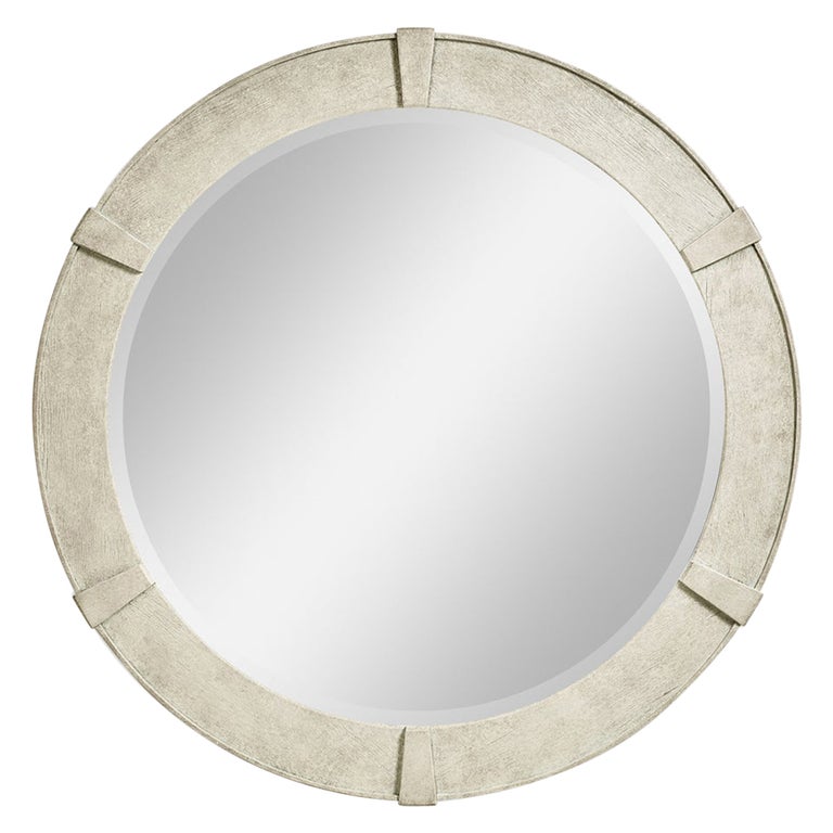 Modern Whitewash Round Mirror For Sale at 1stDibs