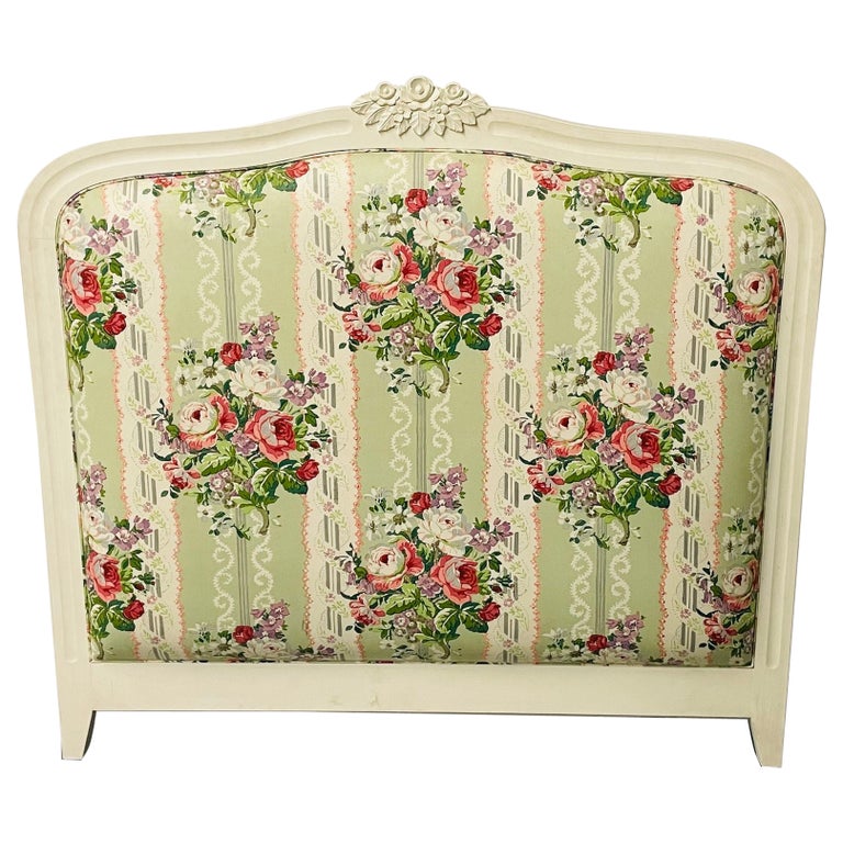 White Painted Headboard, Full Size, Padded Backrest, Louis XV Style For Sale at 1stDibs