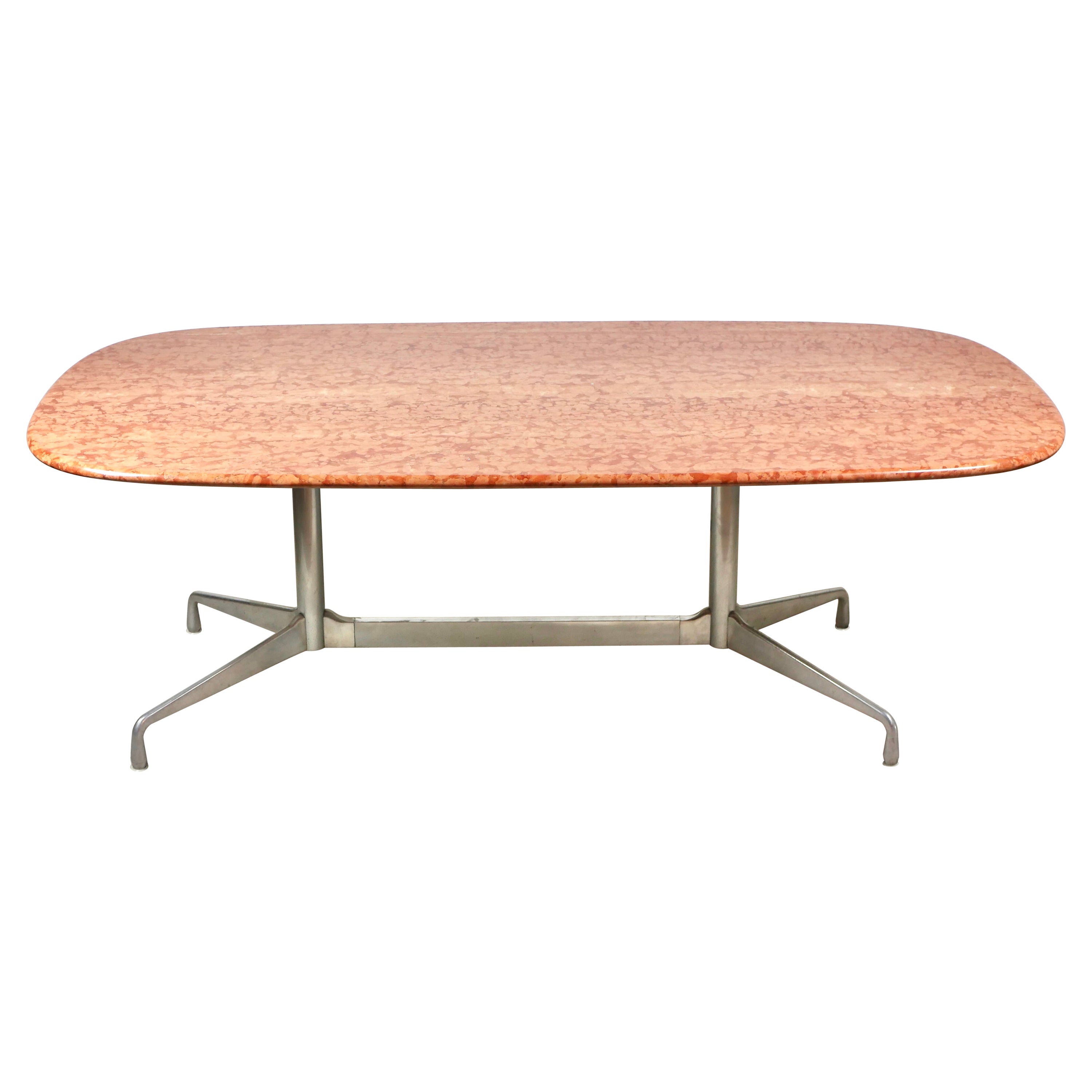 Large Table in Rosso Verona Marble by Charles & Ray Eames for Herman Miller