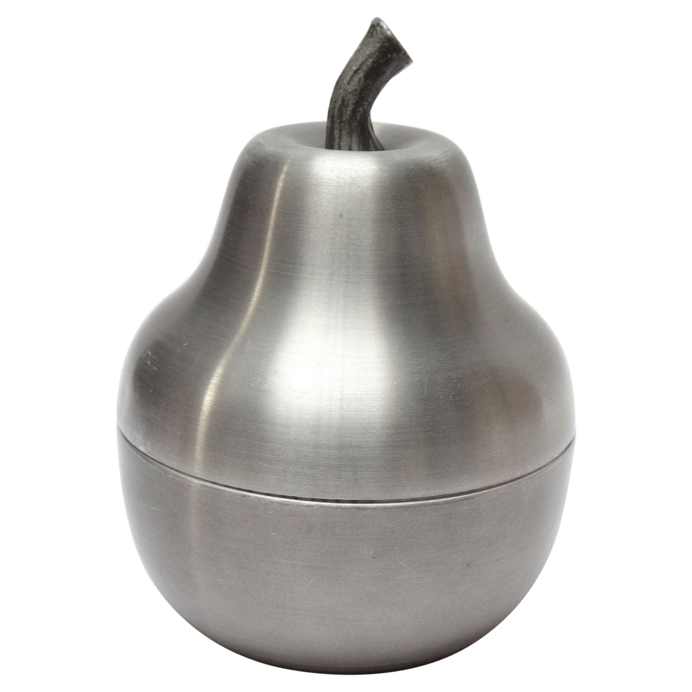 Italian Modernist Brushed Aluminum "Pear" Ice Bucket For Sale