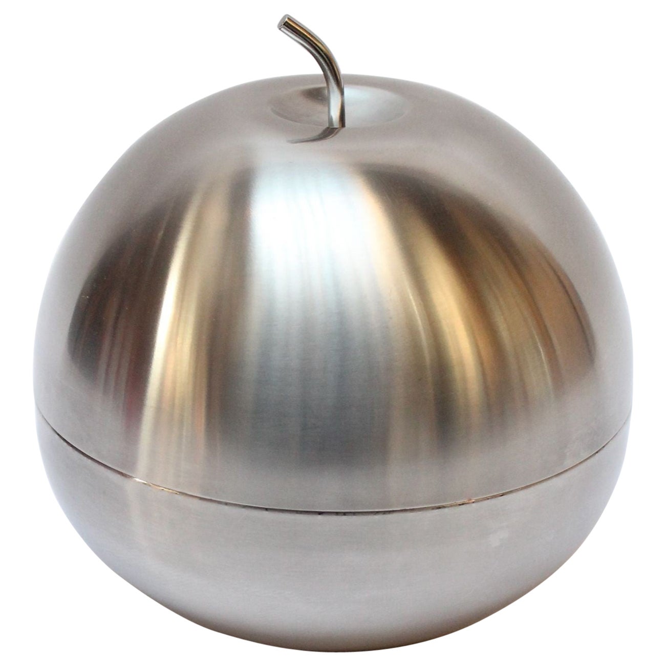 Vintage Italian Brushed Stainless Steel "Apple" Ice Bucket by Morinox For Sale