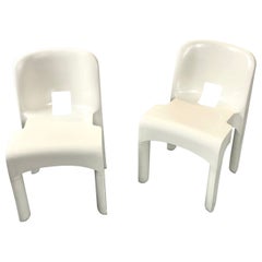  Joe Colombo Universale Plastic Chair for Kartell White Italy Used Space Age