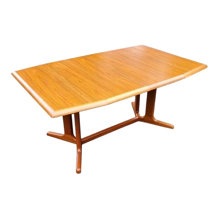 Imported Vintage MidCentury Modern Dining Table with Two Hidden Leaves