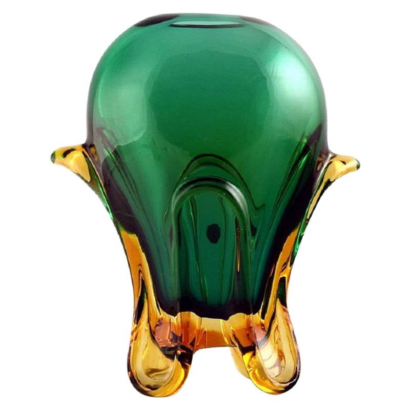 Murano Vase in Mouth-Blown Art Glass, Italian Design, 1960s For Sale