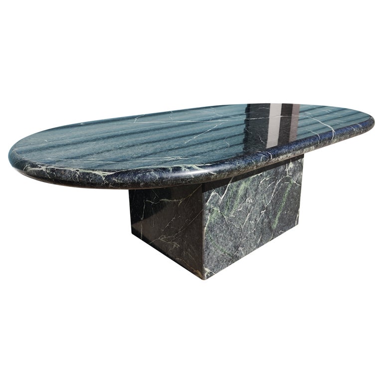 Vintage Postmodern Green Marble Coffee Table For Sale at 1stDibs