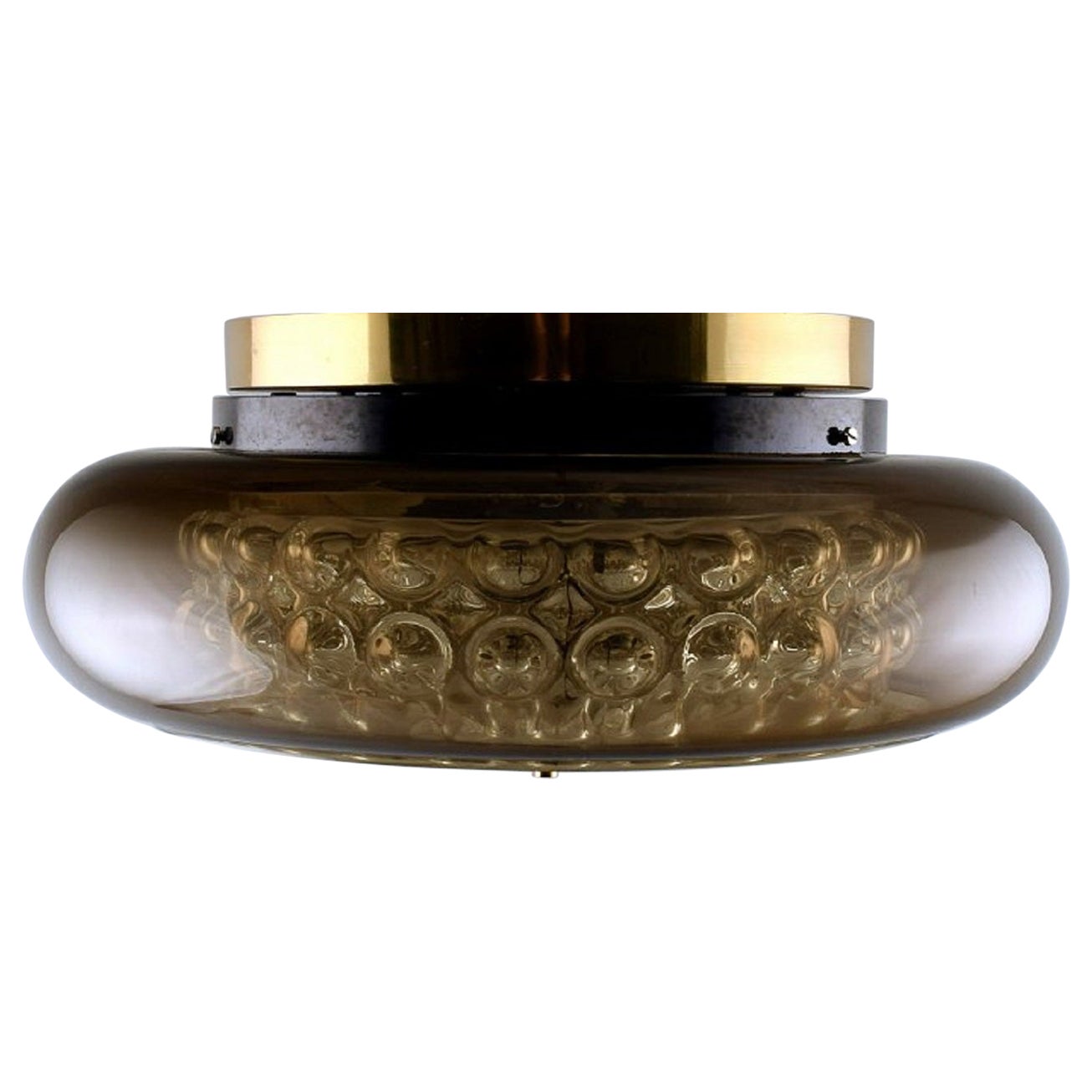 Carl Fagerlund for Orrefors, Bubblan Ceiling Lamp in Smoked and Clear Art Glass