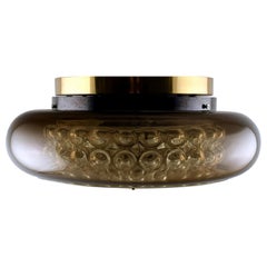 Carl Fagerlund for Orrefors, Bubblan Ceiling Lamp in Smoked and Clear Art Glass