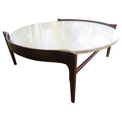 Stunning Bertha Schaefer Travertine Round Coffee Table Mid-Century Modern