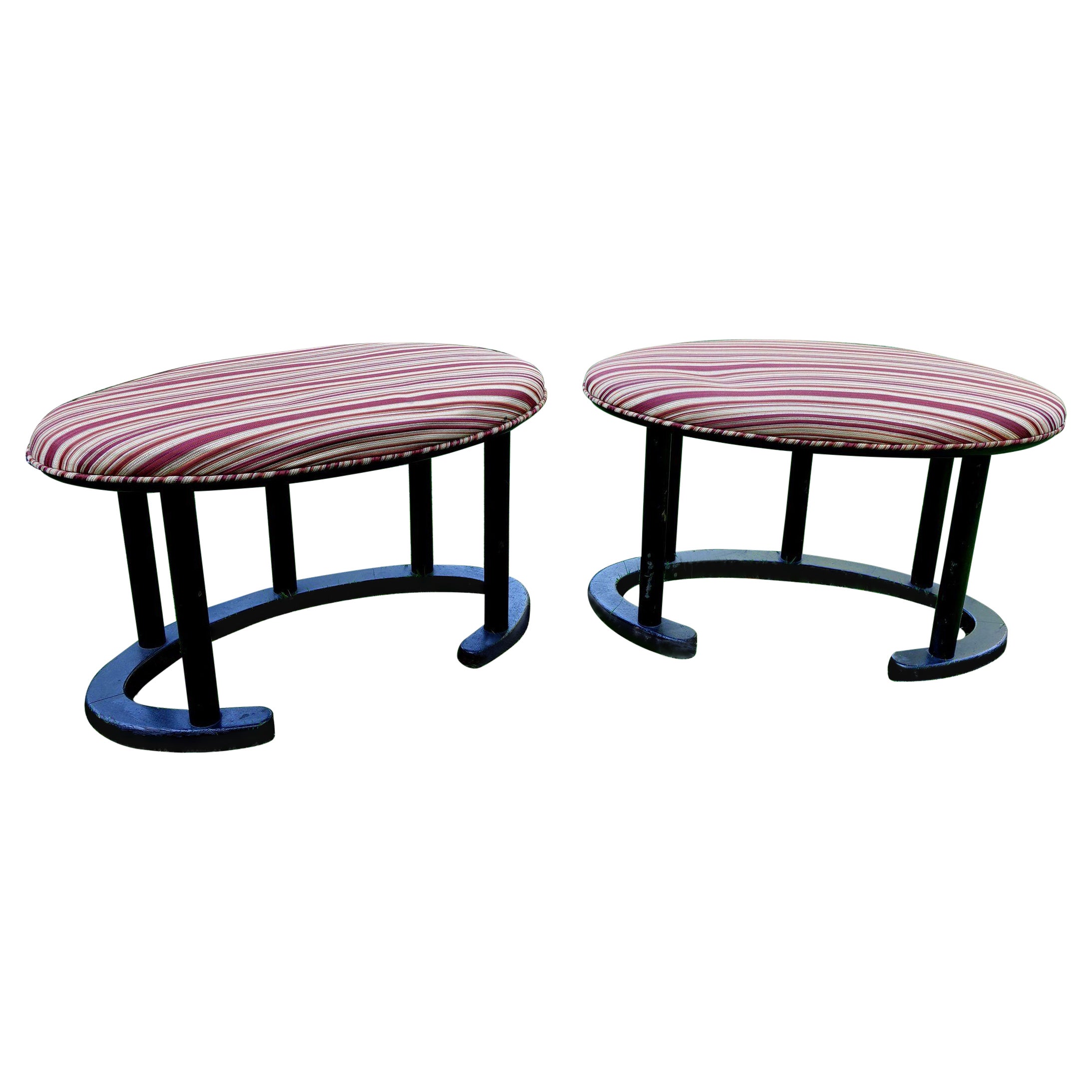 Pair of Mid-Century Wooden Stools For Sale