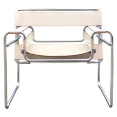 Gavina Wassily Chair B3 Vintage Leather White by Marcel Breuer