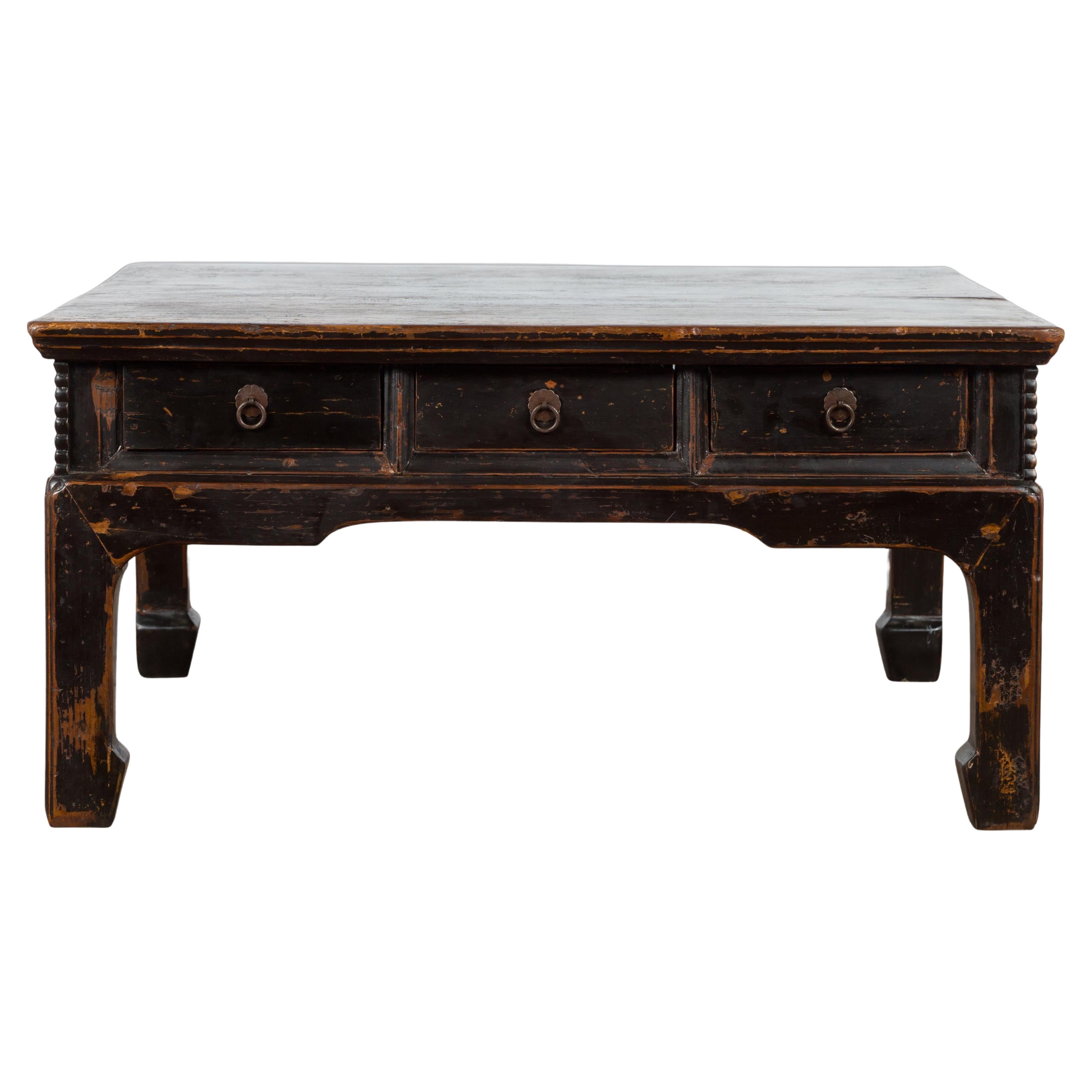 Qing Dynasty Periode Brown lackiert Couchtisch mit Original-Finish