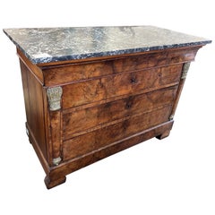 Very fine 19th Century French Burl Walnut Commode with Bronze Mounted Arrows