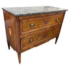 Fine 18th Century Inlaid Italian Neoclassical Marble Top Commode