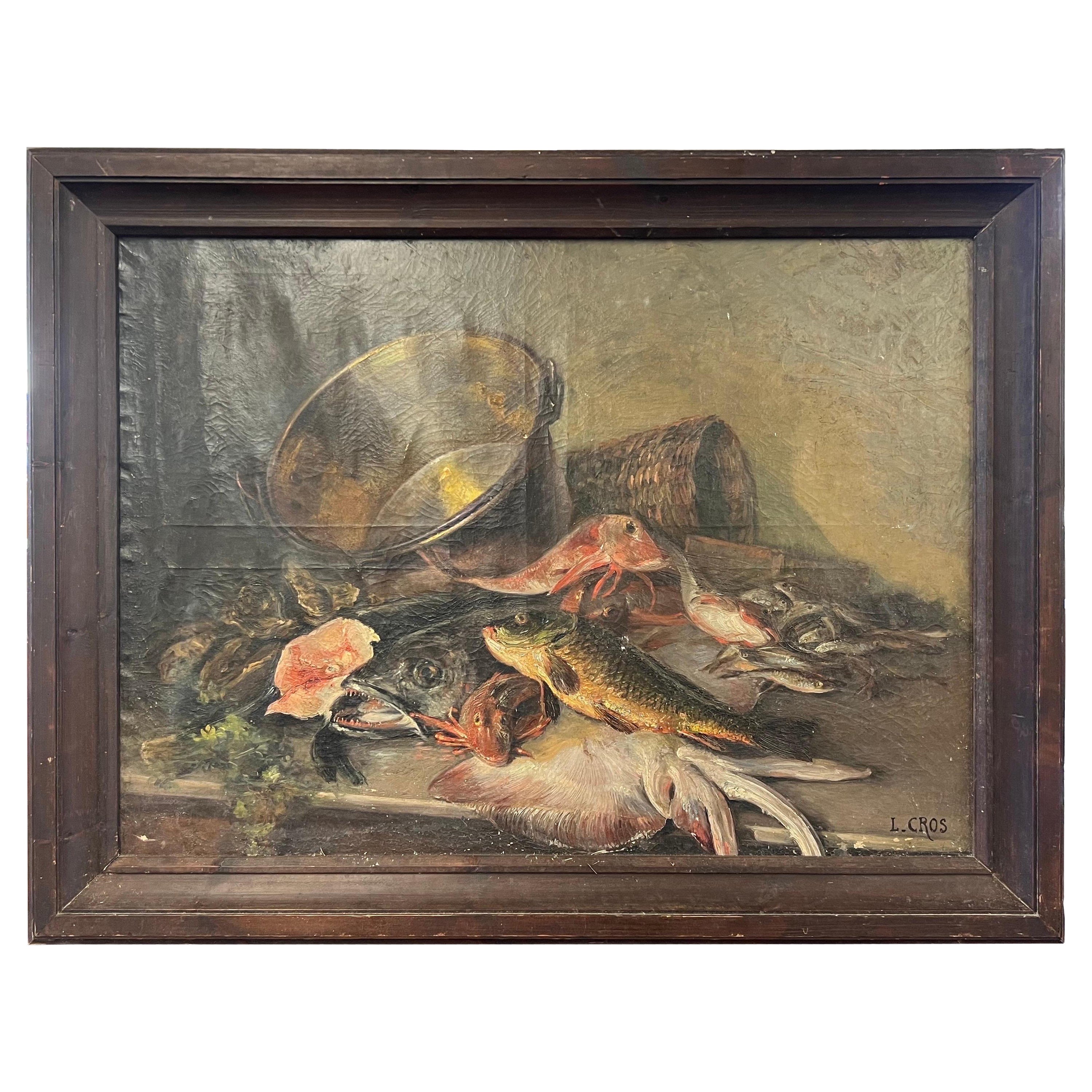19th Century Still Life signed L. Cros For Sale