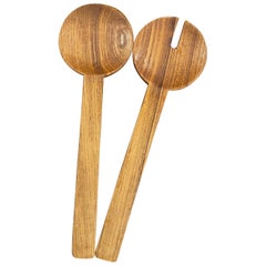 Retro Pair of Danish Modern Teak Salad Servers