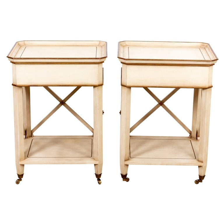 Pair of Side Tables on Casters For Sale at 1stDibs