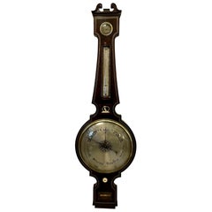 Large Antique George III Quality Brass Inlaid Mahogany Banjo Barometer