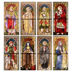 Selection of eight restored 19th C Neo-Gothic Stained-Glass Windows