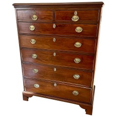 Antique George III Quality Mahogany Tall Chest of 7 Drawers