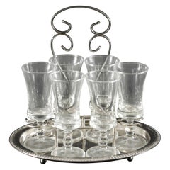 Retro Silver Plated 6 Glass Tantalus for Port Mid 20th Century