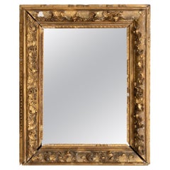 French 19th Century Wall Mirror Gesso Distressed Frame